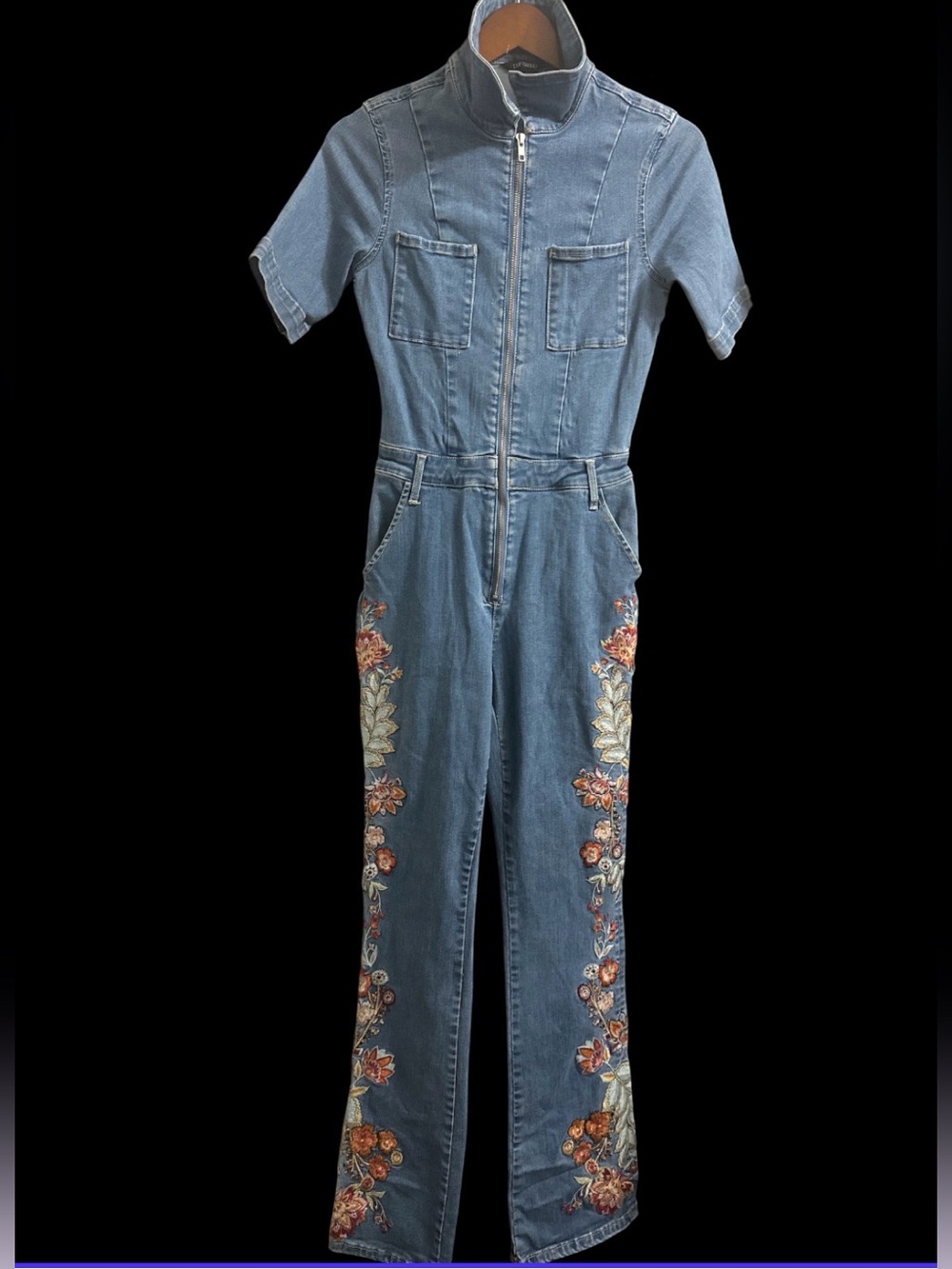 Free People Driftwood Embroidered Jumpsuit Size M EUC - Picture 5 of 9